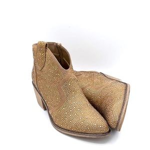 Taupe booties with gold sparkle. New in box. Size 10